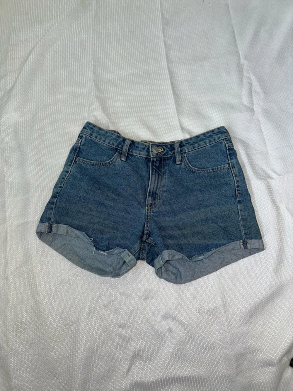 H&M Mid-Rise Dark Denim Shorts
